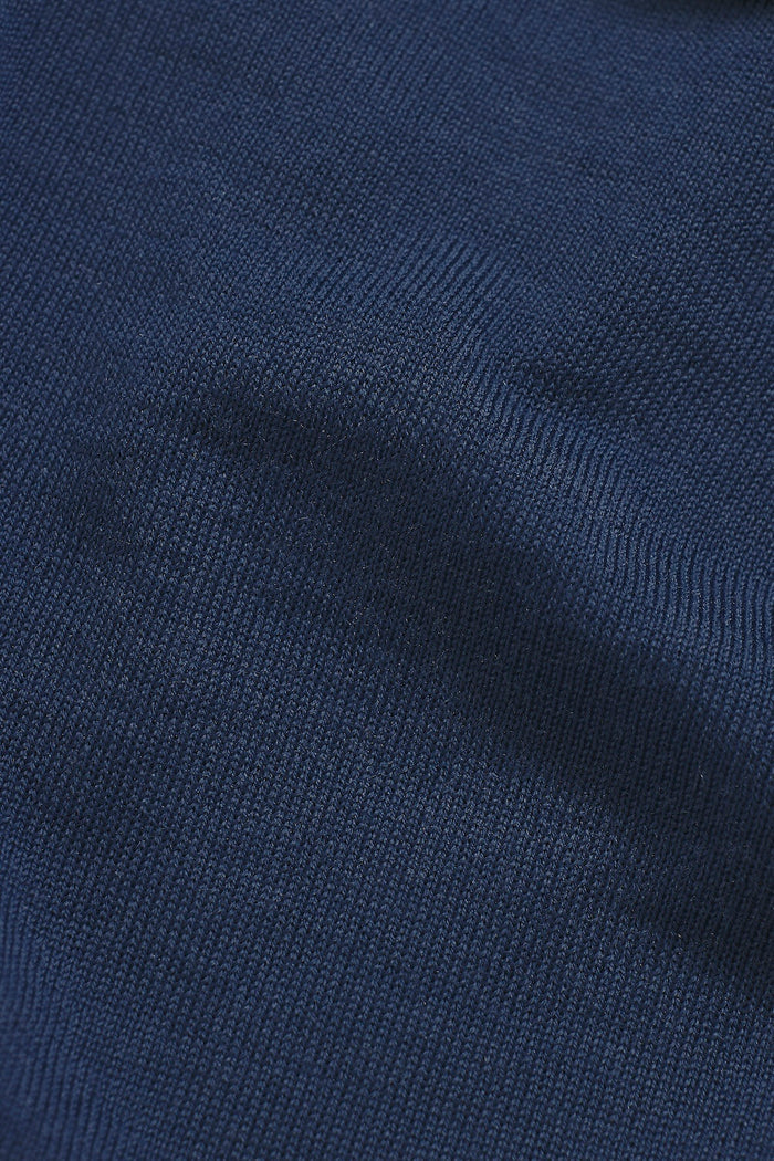 Extra Fine Merino Wool Half Zip Neck Sweater in Airforce