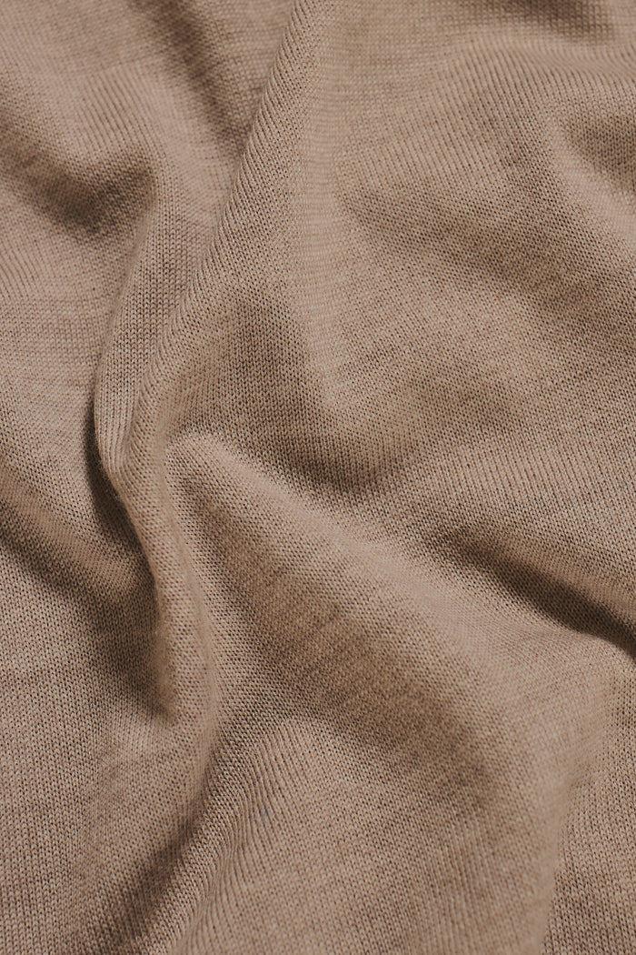 Extra Fine Merino Wool Half Zip Neck Sweater in Neutral Marl