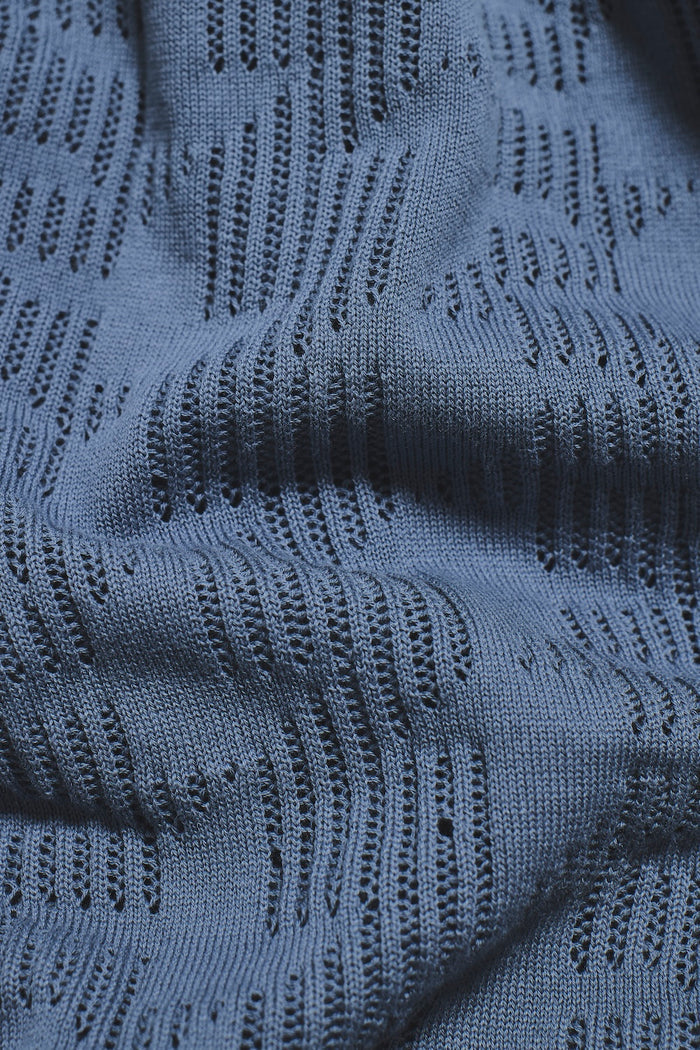 Geo Crochet Knitted Shirt in Slate Blue