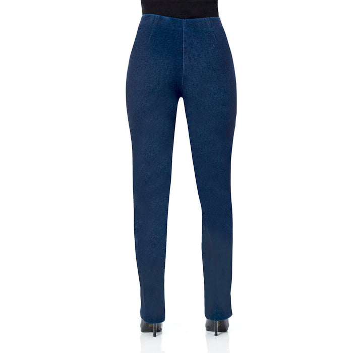 "Sasha" Pull-On Straight Leg Pant in Dark Blue Denim - SASH-DKBD