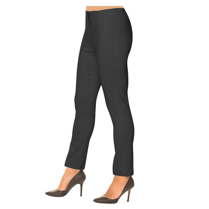 "Sasha" Straight Leg Pull-On Ankle Pant in Charcoal - SASH-CHAR