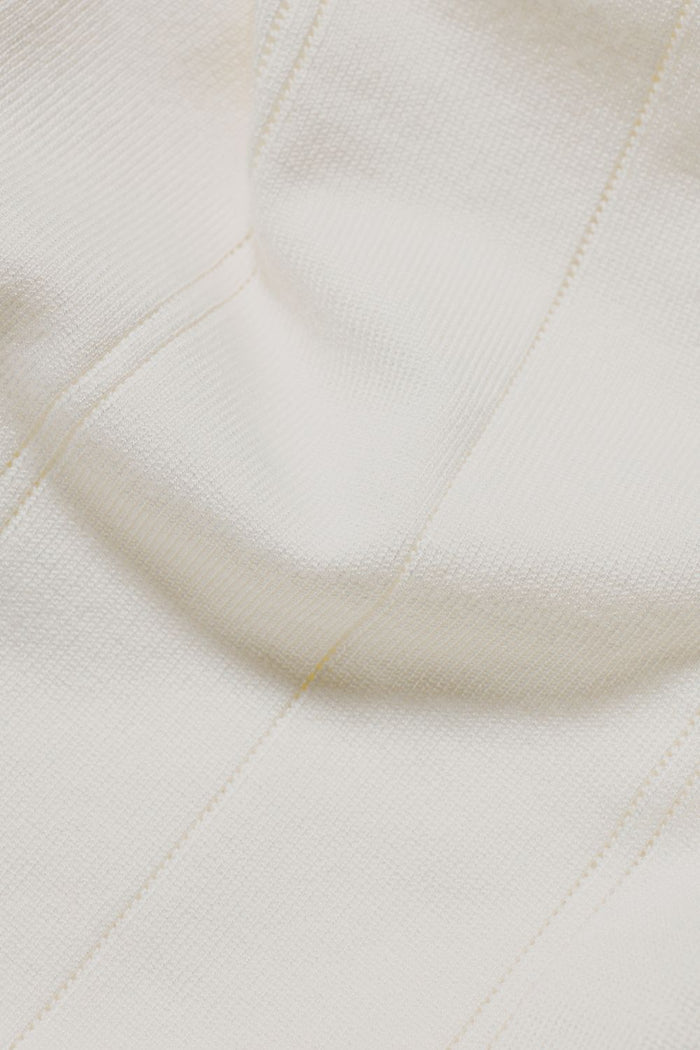 Vertical Stripe Knitted T-Shirt in Chalk