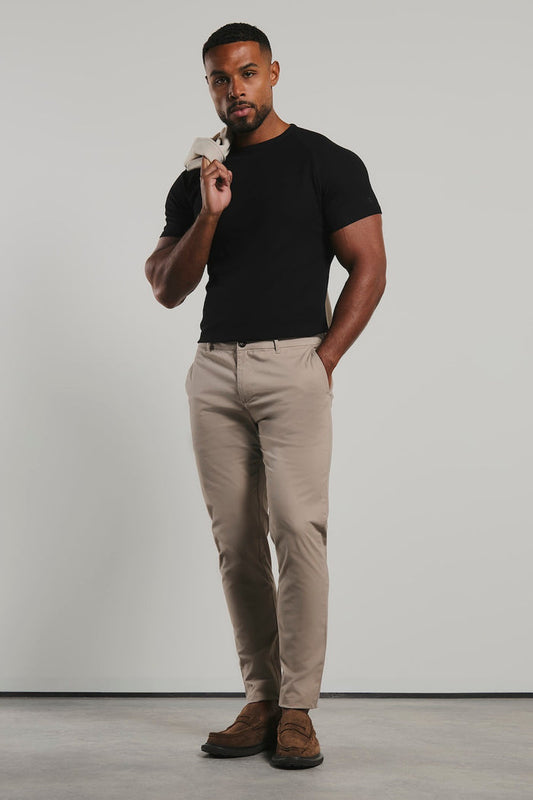 Athletic Fit Cotton Stretch Chino Pants in Stone