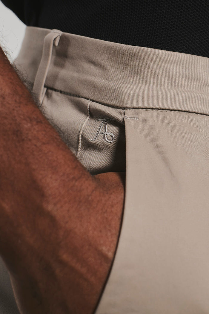 Athletic Fit Cotton Stretch Chino Pants in Stone