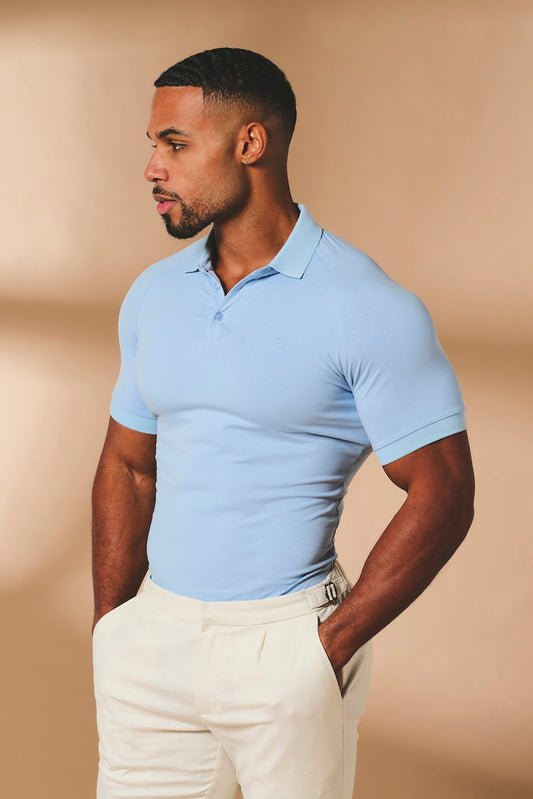 Athletic Fit Polo Shirt in Pale Blue - TAILORED ATHLETE - USA