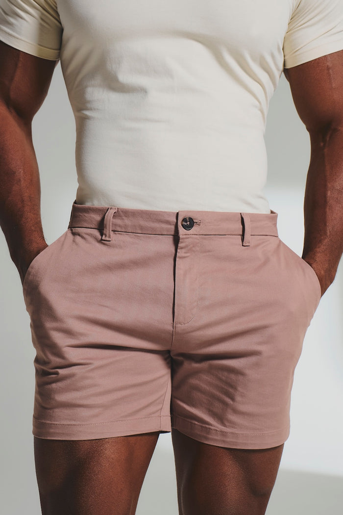 Athletic Fit Stretch Chino Shorts 5" in Dusky Pink - TAILORED ATHLETE - USA