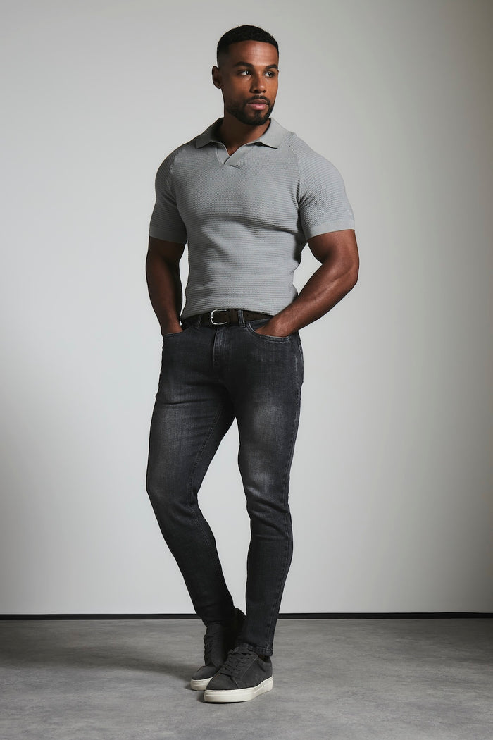 Athletic Fit Stretch Jeans in Grey