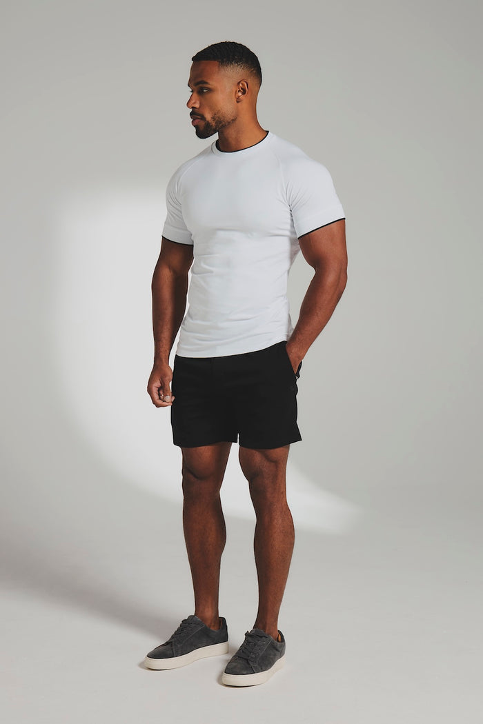 Fine Tipped T-Shirt in White with Navy Trim