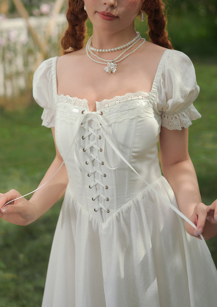 "Pure White" Wisteria Corset Dress
