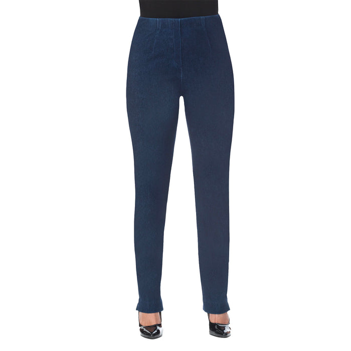 "Sasha" Pull-On Straight Leg Pant in Dark Blue Denim - SASH-DKBD