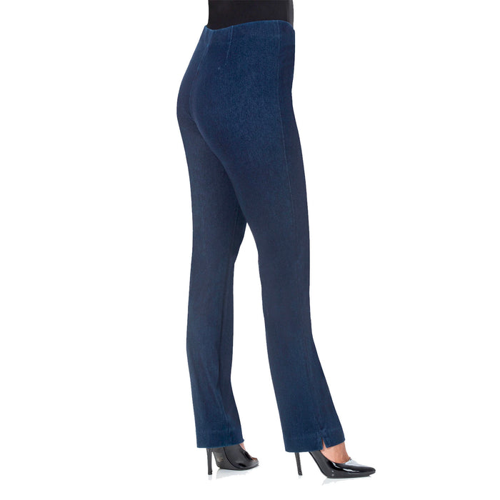 "Sasha" Pull-On Straight Leg Pant in Dark Blue Denim - SASH-DKBD