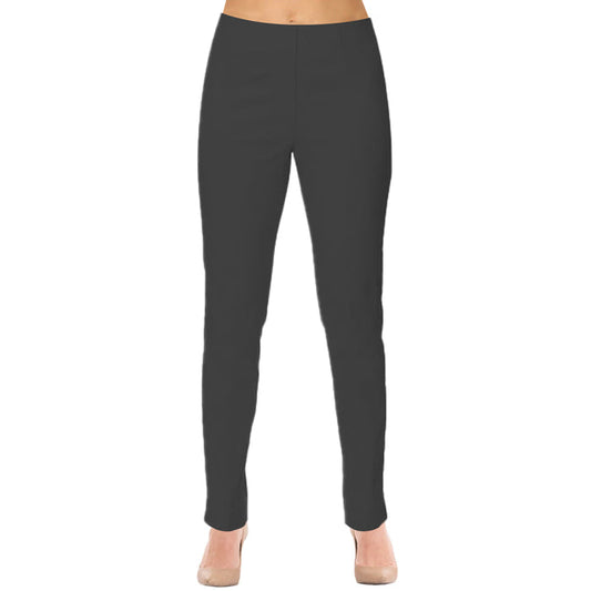 "Sasha" Straight Leg Pull-On Ankle Pant in Charcoal - SASH-CHAR